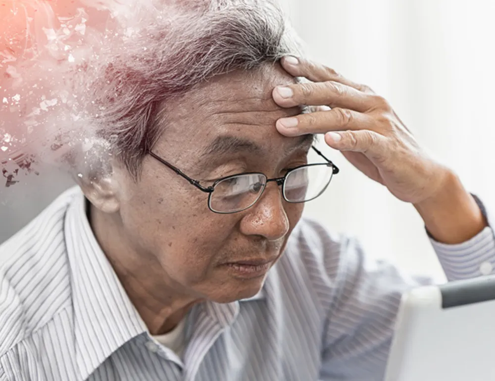 Older man experiencing cognitive difficulties due to arthritis